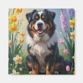 Bernese Berg Lentebloemen Schilderij Magneet (Voorkant)