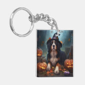 Bernese Berg Pompoenen Halloween Verschrikkelijk Sleutelhanger (Voorkant Links)