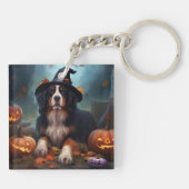 Bernese Berg Pompoenen Halloween Verschrikkelijk Sleutelhanger (Achterkant)