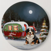 Bernese Bergcaravan Kerstavontuur Ronde Button 6,0 Cm (Voorkant)