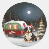 Bernese Bergcaravan Kerstavontuur Ronde Sticker (Voorkant)