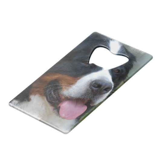 bernese-bergenhond-7 creditkaart flessenopener (Voorkant Gekanteld)