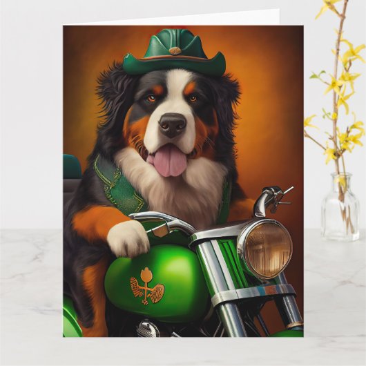 Bernese bergfiets St. Patrick's Day Kaart (Gele Bloem)