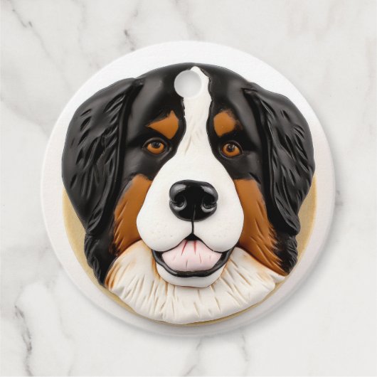 Bernese Berghond 3D Geïnspireerd Bedankjes Labels (Voorkant)