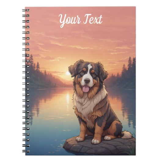 Bernese Berghond aan het meer Notitieboek (Voorkant)