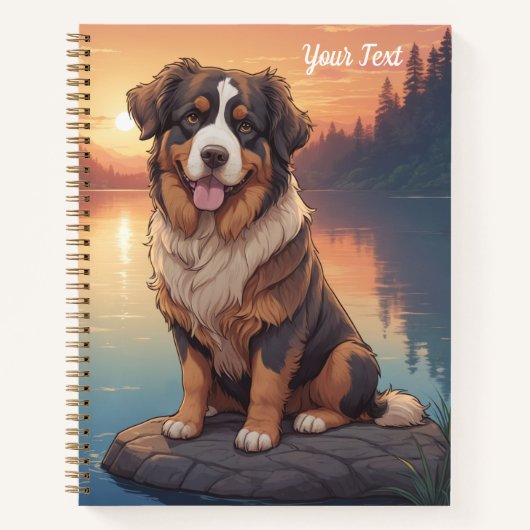 Bernese Berghond aan het meer Notitieboek (Voorkant)