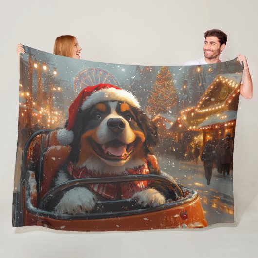 Bernese Berghond Achtbaan Kerst Fleece Deken (In situ)