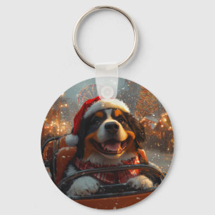 Bernese Berghond Achtbaan Kerstmis  Sleutelhanger