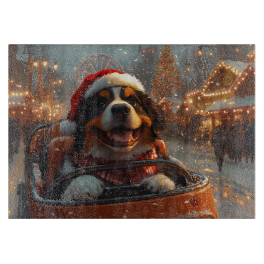 Bernese Berghond Achtbaan Kerstmis  Snijplank (Voorkant)