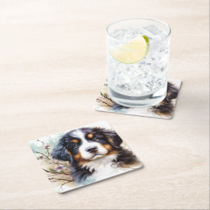 Bernese Berghond AI Puppy Kartonnen Onderzetters