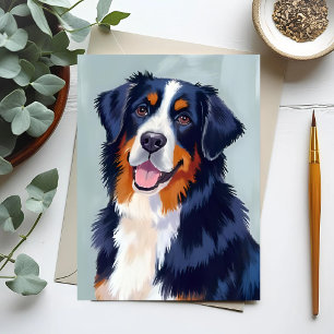 Bernese Berghond   Aquarel Huisdier Briefkaart
