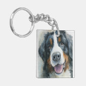 Bernese Berghond aquarel portret Sleutelhanger (Voorkant Links)