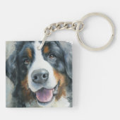Bernese Berghond aquarel portret Sleutelhanger (Achterkant)