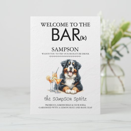 Bernese Berghond Bar Menu (Staand voorkant)