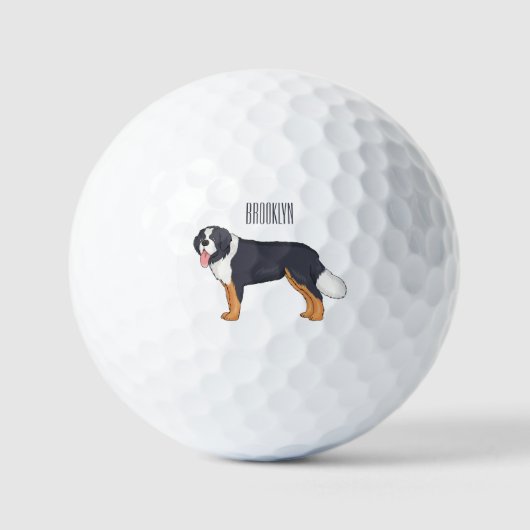 Bernese berghond cartoon illustratie golfballen (Voorkant)