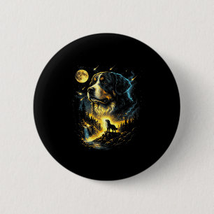 Bernese berghond die naar de maan jankt fantasie h ronde button 5,7 cm