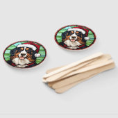 Bernese Berghond Gebrandschilderde Kerstmis Handwaaier (Niet-gemonteerd)