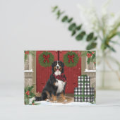 Bernese Berghond geruite Kerstmis Feestdagenkaart (Staand voorkant)