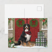 Bernese Berghond geruite Kerstmis Feestdagenkaart (Voorkant / Achterkant)