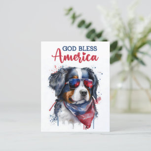 Bernese Berghond, God Bless America Ansichtkaart Briefkaart