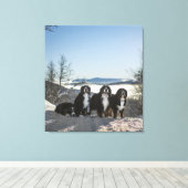 Bernese Berghond Groep Canvas Afdruk (Insitu (Houten vloer))