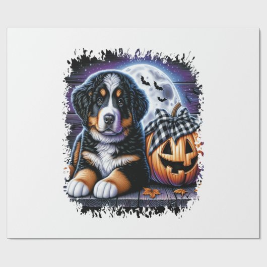 Bernese Berghond Halloween Cadeaupapier (Vlak)