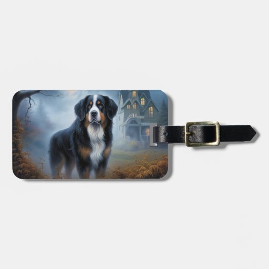 Bernese Berghond Halloween Griezelen Bagagelabel (Voorkant horizontaal)