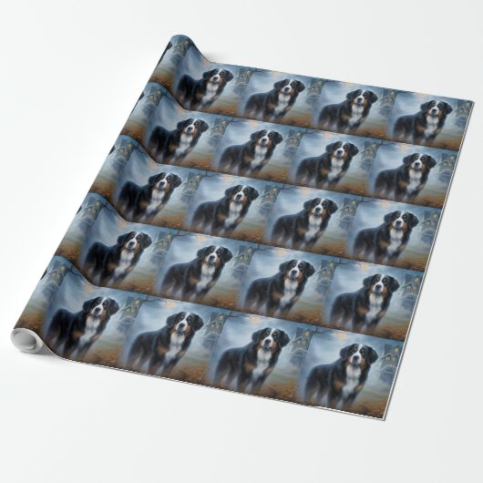 Bernese Berghond Halloween Griezelen Cadeaupapier (Uitgerold)