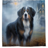 Bernese Berghond Halloween Griezelen Douchegordijn (Voorkant)