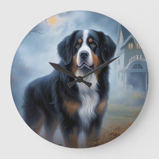 Bernese Berghond Halloween Griezelen Grote Klok (Voorkant)