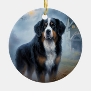 Bernese Berghond Halloween Griezelen Keramisch Ornament