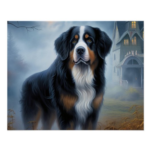 Bernese Berghond Halloween Griezelen Perfect Poster (Voorkant)