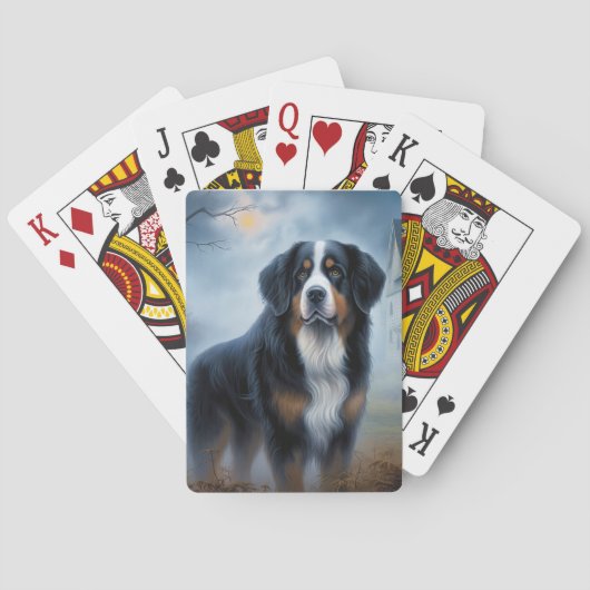 Bernese Berghond Halloween Griezelen Pokerkaarten (Achterkant)