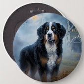 Bernese Berghond Halloween Griezelen Ronde Button 6,0 Cm (Voorkant /achterkant)