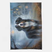 Bernese Berghond Halloween Griezelen Theedoek (Verticaal)
