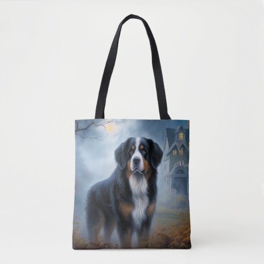 Bernese Berghond Halloween Griezelen Tote Bag (Voorkant)