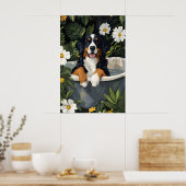 Bernese Berghond in badkuip Poster, Grappige Hond Poster (Keuken)