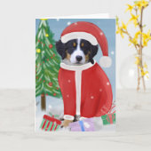 Bernese Berghond in de sneeuw met kerstcadeaus  Kaart (Gele Bloem)
