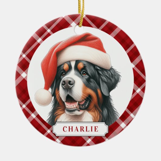Bernese Berghond Keramische Cirkel Ornament (Voorkant)