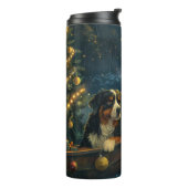 Bernese Berghond Kerst Feestelijke Reis Thermosbeker (Gedraaid links)