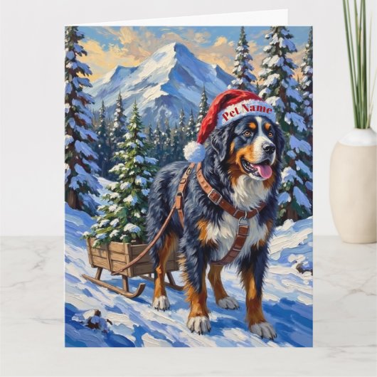 Bernese Berghond Kerstboom Transporteur Hoed Kaart (Voorkant)