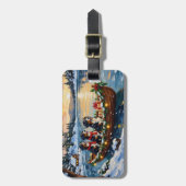Bernese Berghond Kerstboot Vakantie Bagagelabel (Voorkant verticaal)