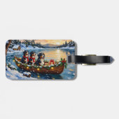 Bernese Berghond Kerstboot Vakantie Bagagelabel (Achterkant horizontaal)