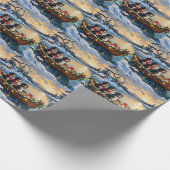 Bernese Berghond Kerstboot Vakantie Cadeaupapier (Hoek)