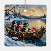 Bernese Berghond Kerstboot Vakantie Keramisch Ornament (Achterkant)