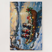 Bernese Berghond Kerstboot Vakantie Legpuzzel (Verticaal)