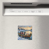 Bernese Berghond Kerstboot Vakantie Magneet (Insitu (Vaatwasser))