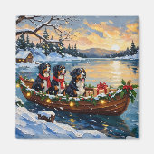 Bernese Berghond Kerstboot Vakantie Magneet (Voorkant)