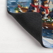 Bernese Berghond Kerstboot Vakantie Muismat (Hoek)