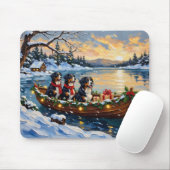 Bernese Berghond Kerstboot Vakantie Muismat (Met muis)